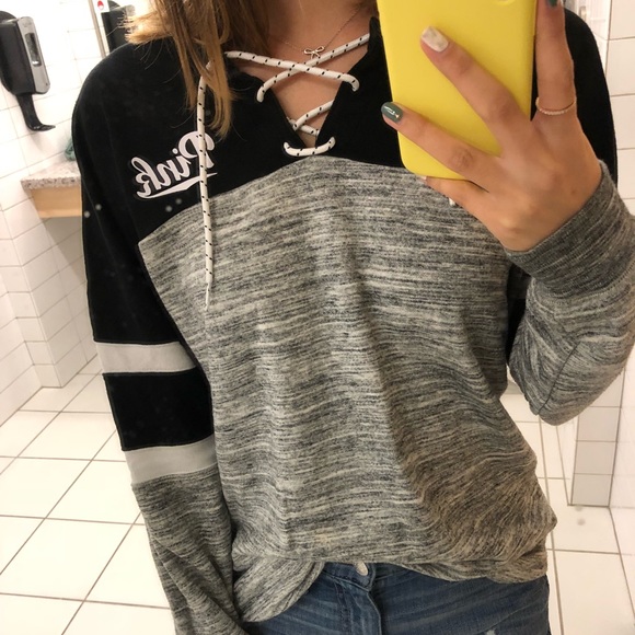 PINK Victoria's Secret Jackets & Blazers - PINK nation lace up sweatshirt
